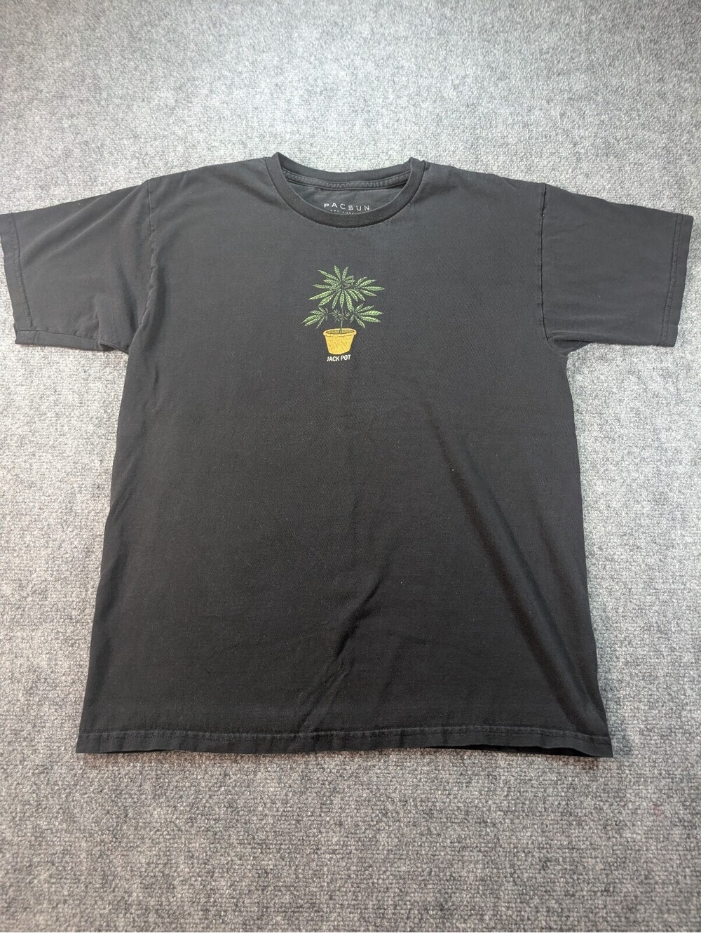 Pacsun Mens Medium Black Graphic T-Shirt Jack Pot 420 Tee Printed